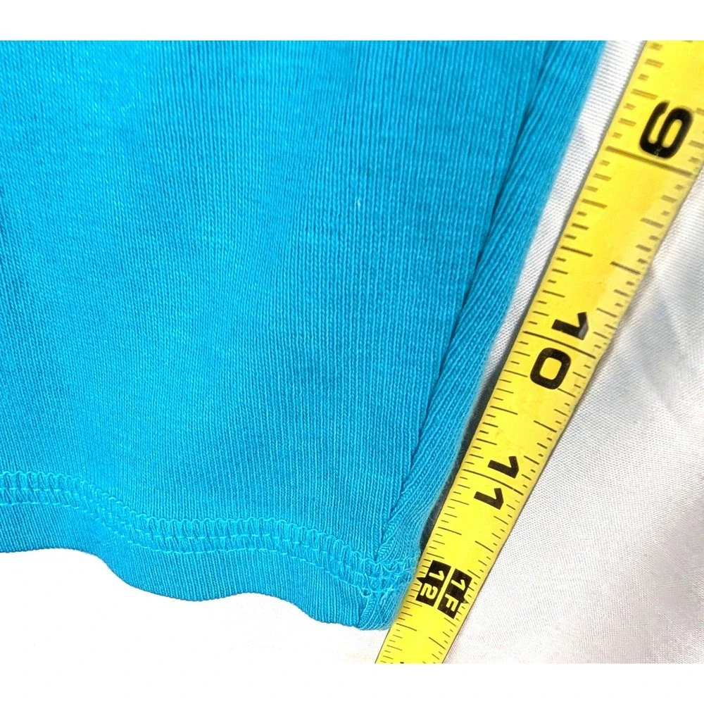 Rafaella Womens Large Turquoise Blue V-Neck Long Sleeve Ribbed Cotton Top